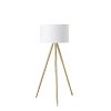 Gold Metal Adjustable Tripod Floor Lamp With White Linen Drum Shade