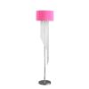 53" Clear And Silver Crystal And Metal Floor Lamp With Hot Pink Linen Drum Shade