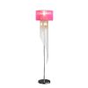 53" Clear And Silver Crystal And Metal Floor Lamp With Hot Pink Linen Drum Shade