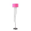 53" Clear And Silver Crystal And Metal Floor Lamp With Hot Pink Linen Drum Shade