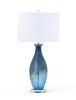 Set of Two 30" Blue Crystal And Glass Table Lamps With White Drum Shades