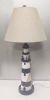 Set of Two 30" Blue And White Lighthouse USB Table Lamps With Cream Cone Shade
