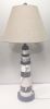 Set of Two 30" Blue And White Lighthouse USB Table Lamps With Cream Cone Shade