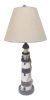 Set of Two 30" Blue And White Lighthouse USB Table Lamps With Cream Cone Shade