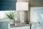 Set of Two 28" Beige Mother Of Pearl Table Lamps With White Shade