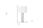 Set of Two 28" Beige Mother Of Pearl Table Lamps With White Shade