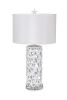 Set of Two 30" White Coastal Starfish Table Lamps With White Drum Shades
