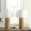 Set of Two 30" Gold USB Table Lamps With White Drum Shades
