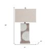 Set of Two 28" Brown And White Coastal Sand Dollar USB Table Lamp With Tan Shade