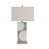Set of Two 28" Brown And White Coastal Sand Dollar USB Table Lamp With Tan Shade