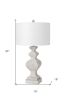 Set of Two 30" Distressed White Table Lamp USB With White Cone Shade