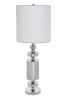 Set of Two 36" Silver Metal Table Lamp With White Cone Shade