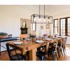 Black Metal Four Light Caged Rectangular Hanging Pendent Light