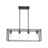 Black Metal Four Light Caged Rectangular Hanging Pendent Light