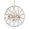 White And Gold Empire Six Light Metal and Beads Dimmable Chandelier