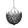 Black Unique Statement Four Light Metal and Beads Dimmable Chandelier