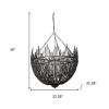 Black Unique Statement Four Light Metal and Beads Dimmable Chandelier