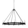 Black Candle Style Twelve Light Glass Dimmable Chandelier