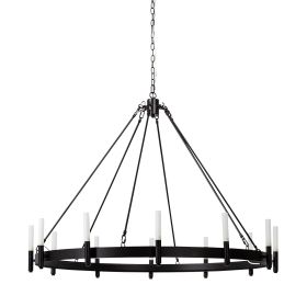 Black Candle Style Twelve Light Glass Dimmable Chandelier