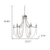 White And Silver Candle Style Six Light Metal and Beads Dimmable Chandelier