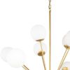 Gold Sputnik Multi Light Frosted Metal and Glass Dimmable Chandelier With White Shades