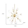 Gold Sputnik Multi Light Frosted Metal and Glass Dimmable Chandelier With White Shades