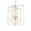 Antiqued Gold Geometric Four Light Metal Dimmable Chandelier