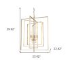 Antiqued Gold Geometric Four Light Metal Dimmable Chandelier