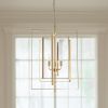 Antiqued Gold Geometric Four Light Metal Dimmable Chandelier