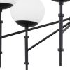 Black Sputnik Six Light Frosted Metal and Glass Dimmable Chandelier With White Shades