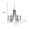 Black Candle Style Six Light Metal and Beads Dimmable Chandelier