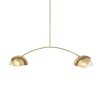 Brass Two Light Metal Dimmable Chandelier With White Shades