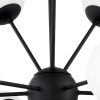 Black Sputnik Multi Light Frosted Metal and Glass Dimmable Chandelier With White Shades