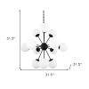 Black Sputnik Multi Light Frosted Metal and Glass Dimmable Chandelier With White Shades