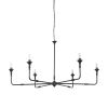 Black Candle Style Six Light Metal Dimmable Chandelier