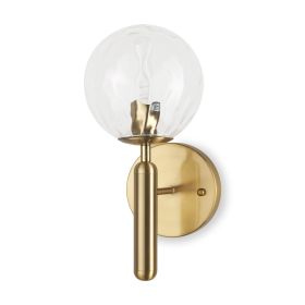 13" Gold Metal and Glass Corner Wall Light