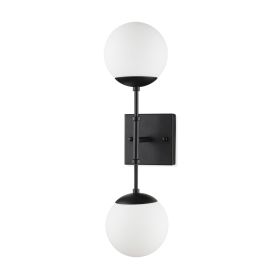 6" Black Metal and Glass Corner Wall Light