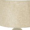 18" Distressed White Marble Round Table Lamp With White Drum Shade