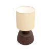 27" Distressed Brown Solid Wood Urn Table Lamp With Beige Drum Shade
