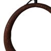 21" Distressed Brown Solid Wood Geometric Table Lamp With Beige Drum Shade