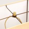 21" Distressed Brown Solid Wood Geometric Table Lamp With Beige Drum Shade