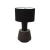 29" Distressed Black Solid Wood Urn Table Lamp With Black Drum Shade