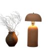 25" Distressed Beige Ceramic Table Lamp With Beige Drum Shade