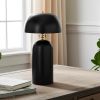 23" Distressed Black Ceramic Table Lamp With Black Drum Shade