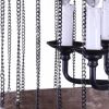 Black And Natural Wood and Metal Cylinder Six Light Dimmable Chandelier
