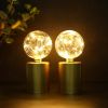 Set of Two 8" Gold Battery Operated Round Bedside Lamps With Globe Shades