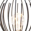 7" Black Battery Operated Round Bedside Lamp With Metal Cage Globe Shade