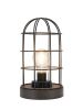 Set of Two 10" Black Battery Operated Lamps With Cage Cylinder Shades