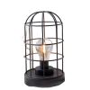 Set of Two 10" Black Battery Operated Lamps With Cage Cylinder Shades