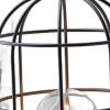 Set of Two 10" Black Battery Operated Lamps With Cage Cylinder Shades